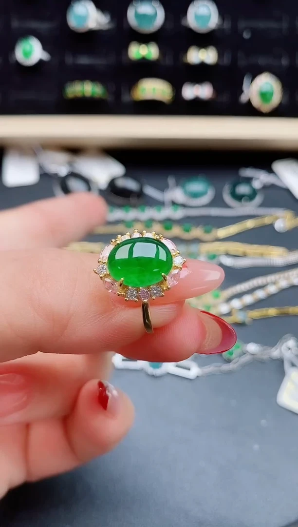 【闪购商品】翡翠戒指银S925镶嵌12121