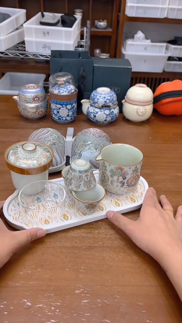 （送茶盘 配刺绣包）陶瓷茶具通用链接@@@@@