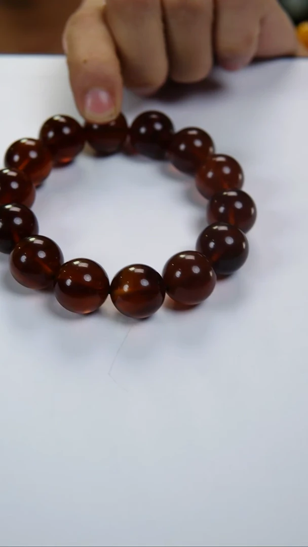 手串琥珀未镶嵌16mm缅甸天然灵草珀圆珠手串