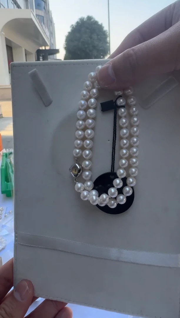 【闪购商品】淡水珍珠项链银S925镶嵌8-9mm（北极光）