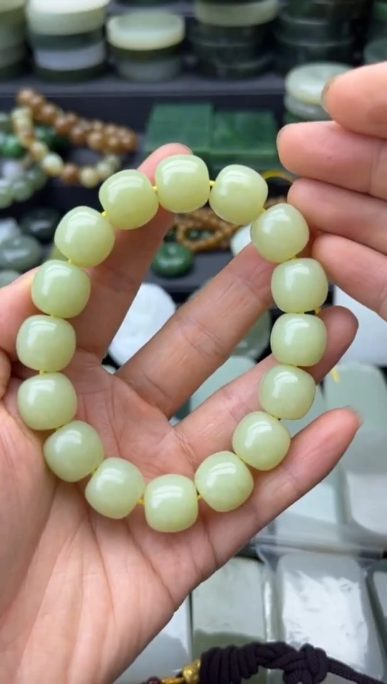 未镶嵌和田玉珠宝半成品卡14黄口手串