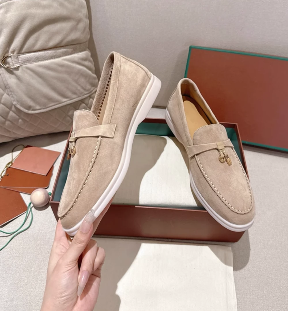 乐福鞋一脚蹬舒适真皮绒面流苏平底老钱风复古平底休闲懒人女鞋