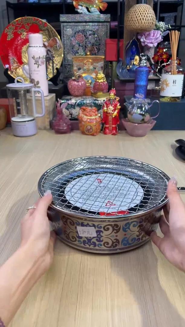 【年终福利】107岳恒福运电陶炉-蓝+钻石壶-紫蓝+烤盘+烤盘夹