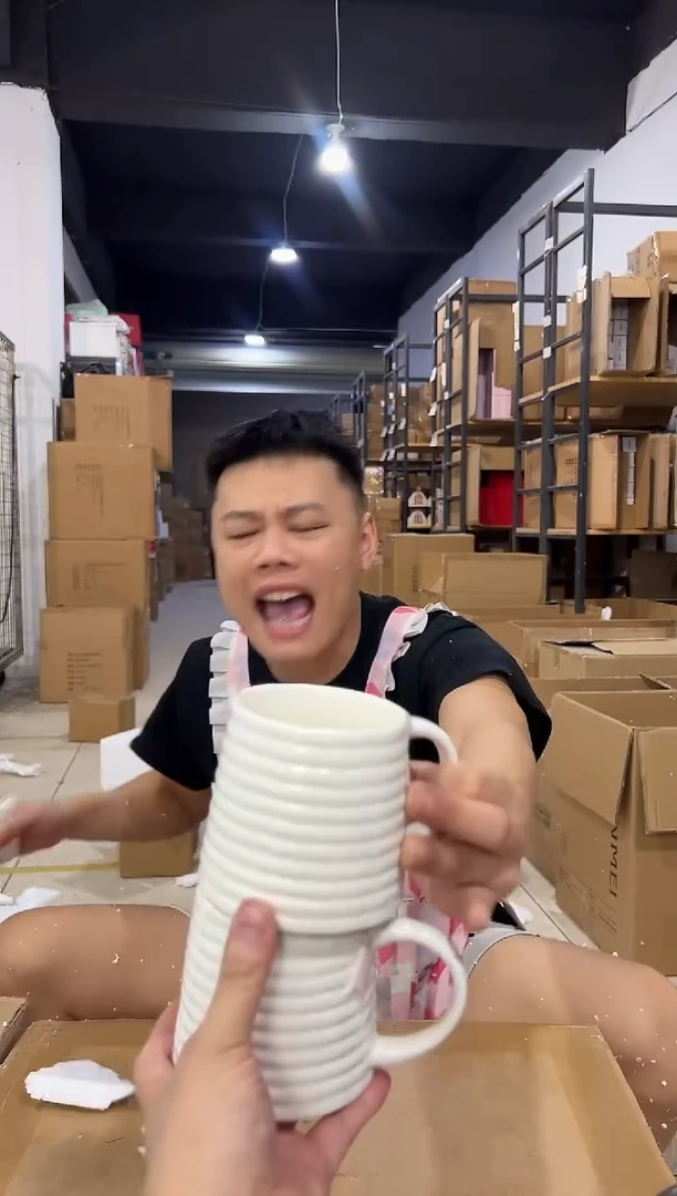 瓷片白色蝴蝶结咖啡杯2件套微瑕