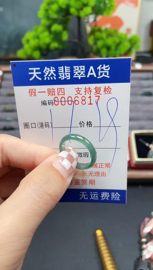 翡翠戒指未镶嵌17*6817