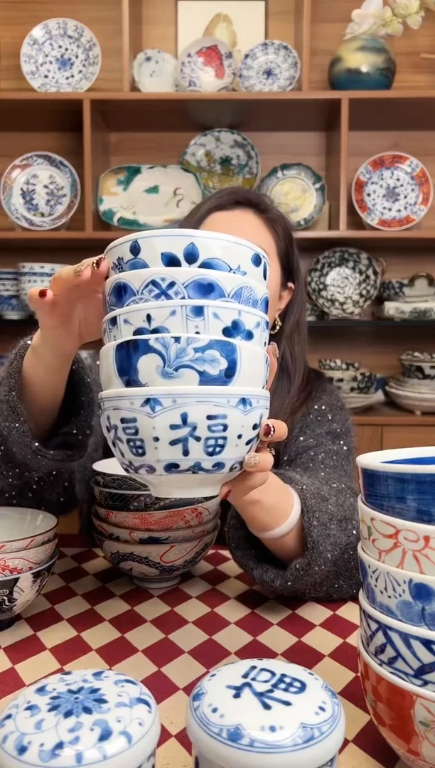 【闪购商品】瓷片蓝凛堂12.5cm利休碗 5只装混搭