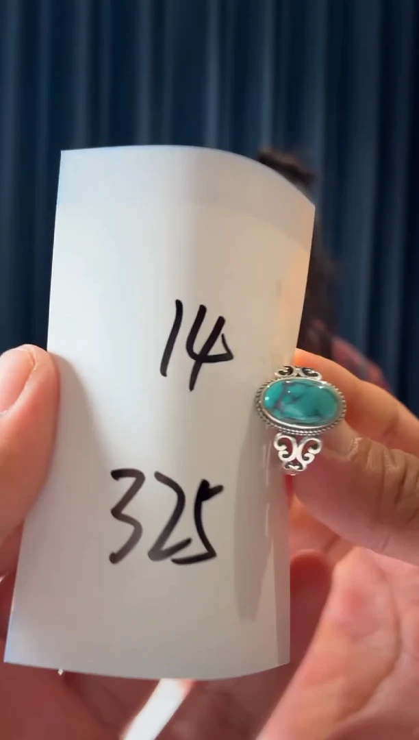 银S925镶嵌绿松石戒指噶玛珠宝