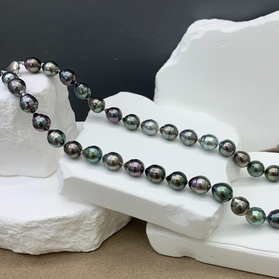 咔咔珍珠 海水大溪地珍珠 s925银满串项链镶嵌 时尚炫彩