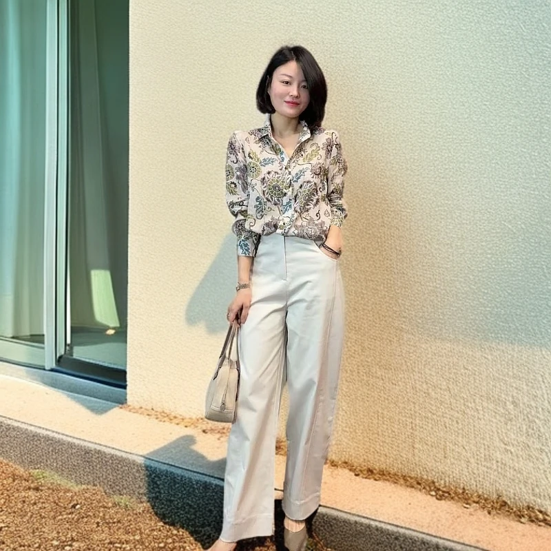 【TANTAN】苎麻碎花洋气印花衬衫#485