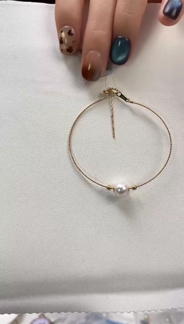 18K金镶嵌手链海水珍珠8-8.5Akoya海水珍珠手链