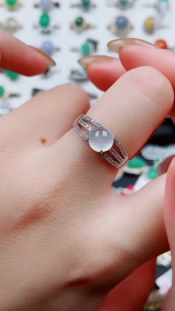 银S925镶嵌戒指翡翠86