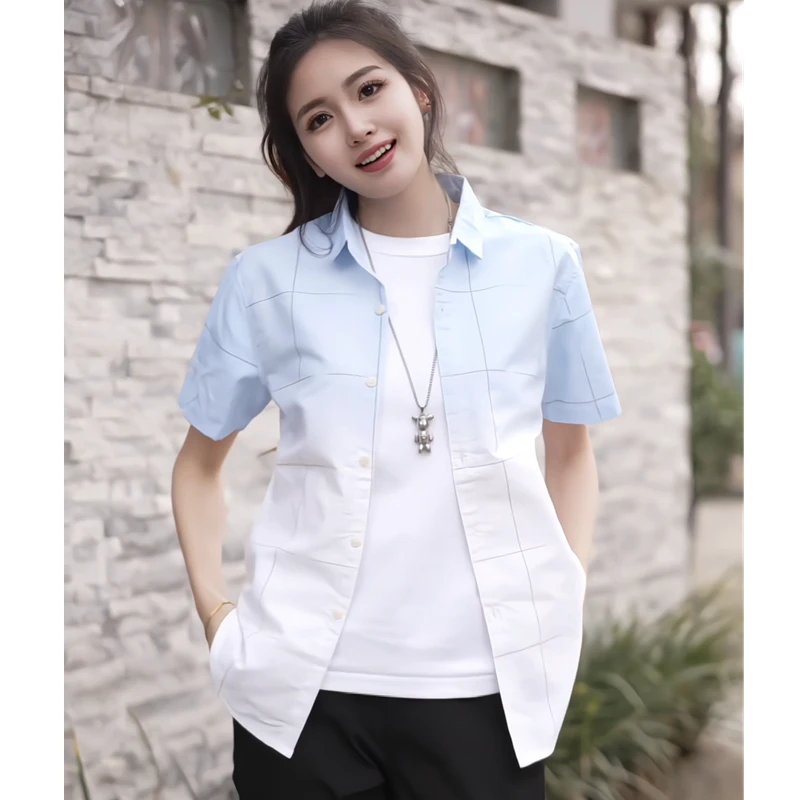 2025夏季新款短袖衬衫男士潮流百搭个性渐变衬衣休闲透气上衣男