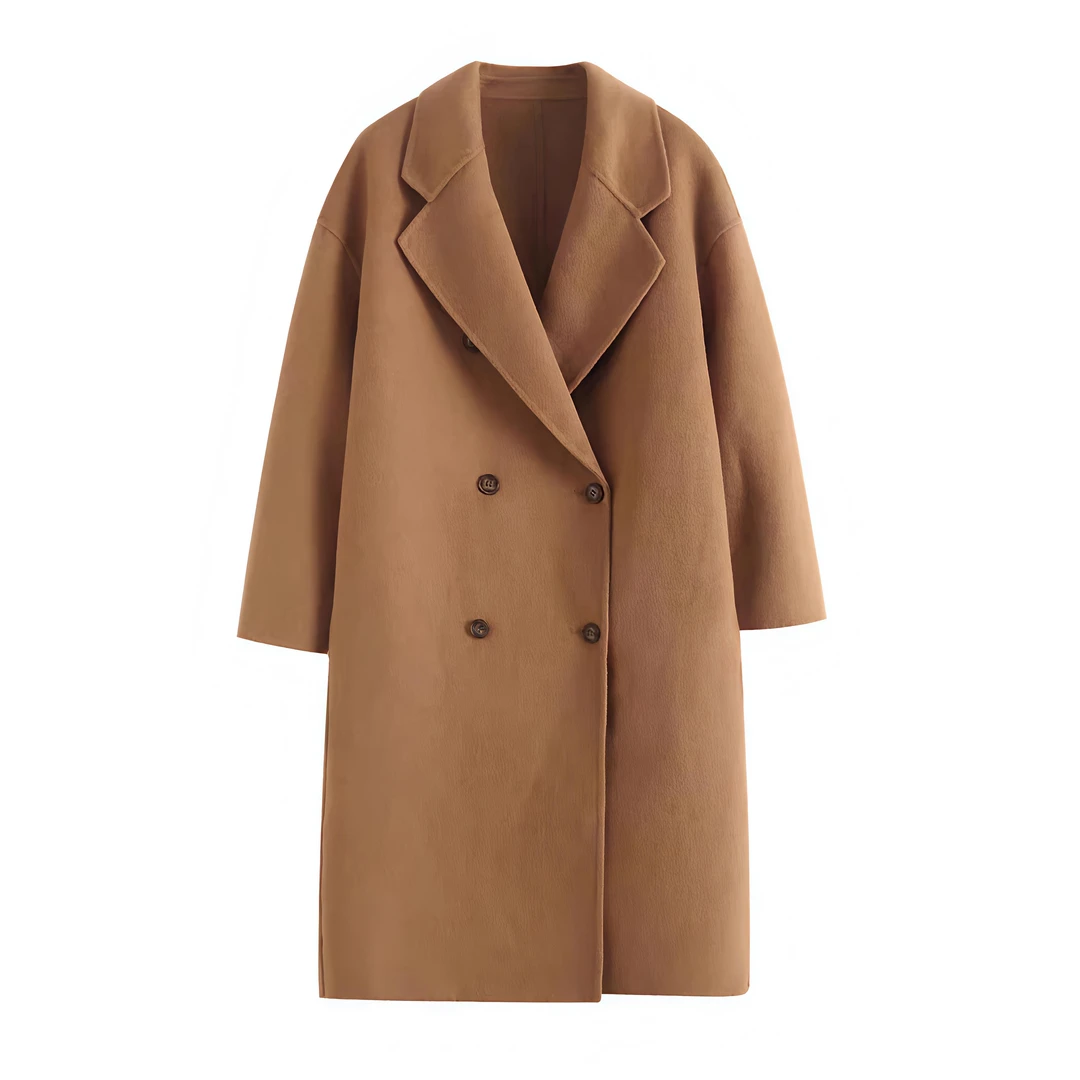 【暖冬绒语】2025新款通勤双排扣羊毛大衣长款女士毛呢外套呢大衣