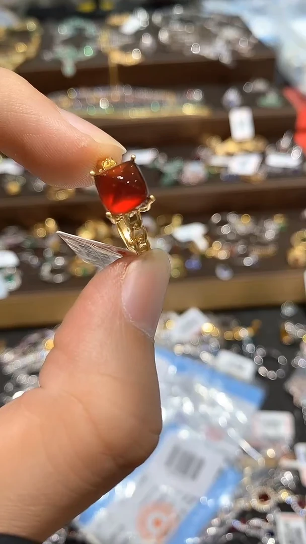 【闪购商品】石榴石戒指银S925镶嵌戒指