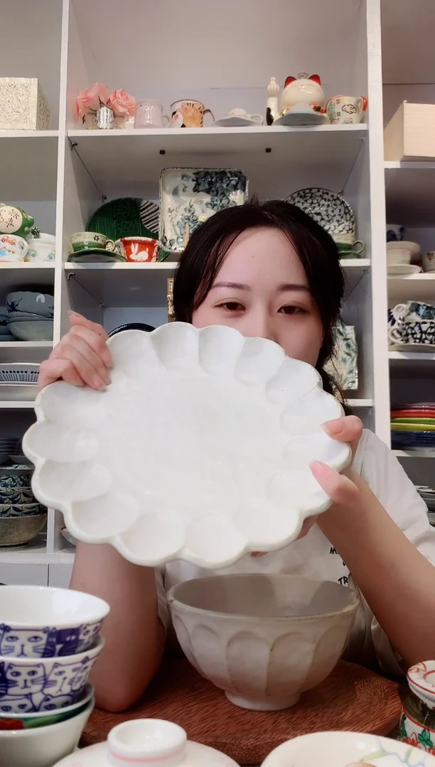 陶瓷【孤品】小兵窑花朵大盘24cm