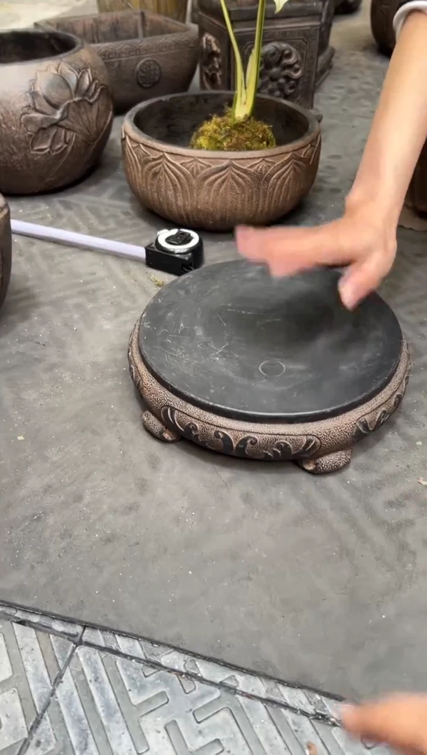 陶土【火山泥】素面万寿藤圆大底座