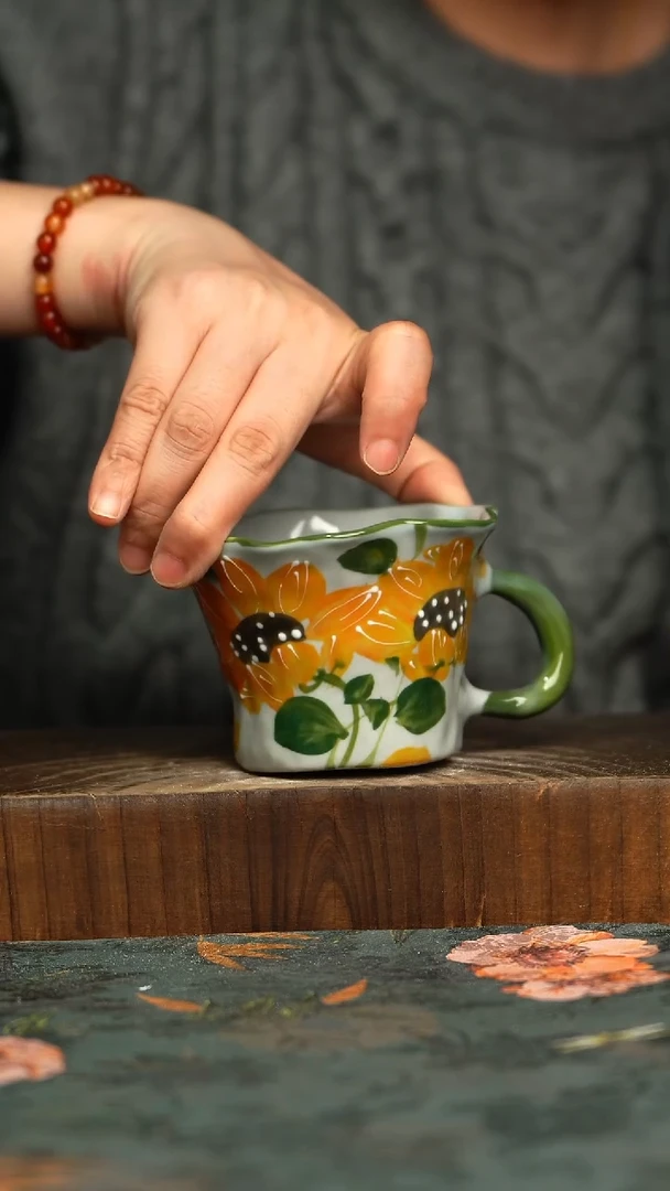 杯釉下彩手工手绘同款陶器