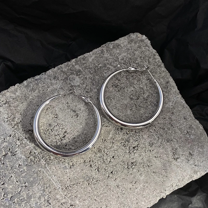 BMHM 铜合金耳饰 925银针经典欧美夸张大耳环圈圈款气质百搭ins