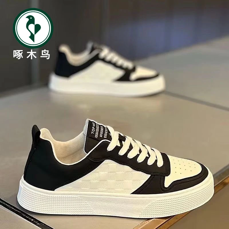 【啄木鸟】春秋季男鞋透气小白鞋子男款韩版厚底增高新款爆款板鞋