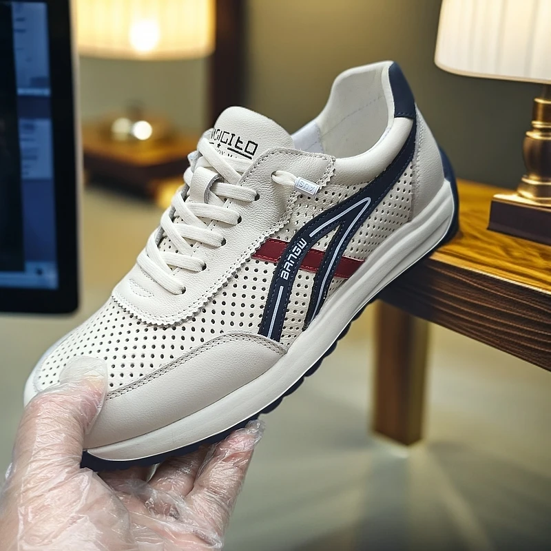 男士潮流休闲透气软底舒适百搭运动板鞋真皮阿甘鞋