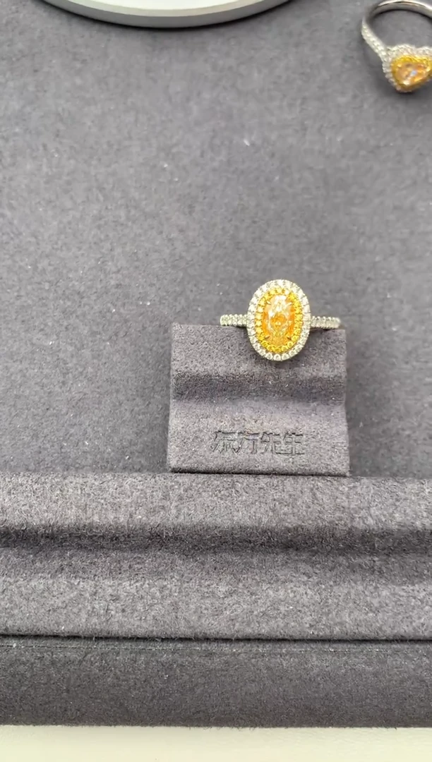 18K金镶嵌戒指/指环钻石1ct黄钻   定制   FH