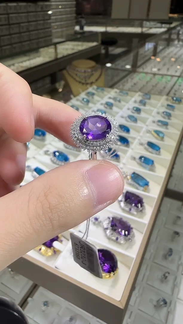 银S925镶嵌戒指紫晶10*8mm帝王紫