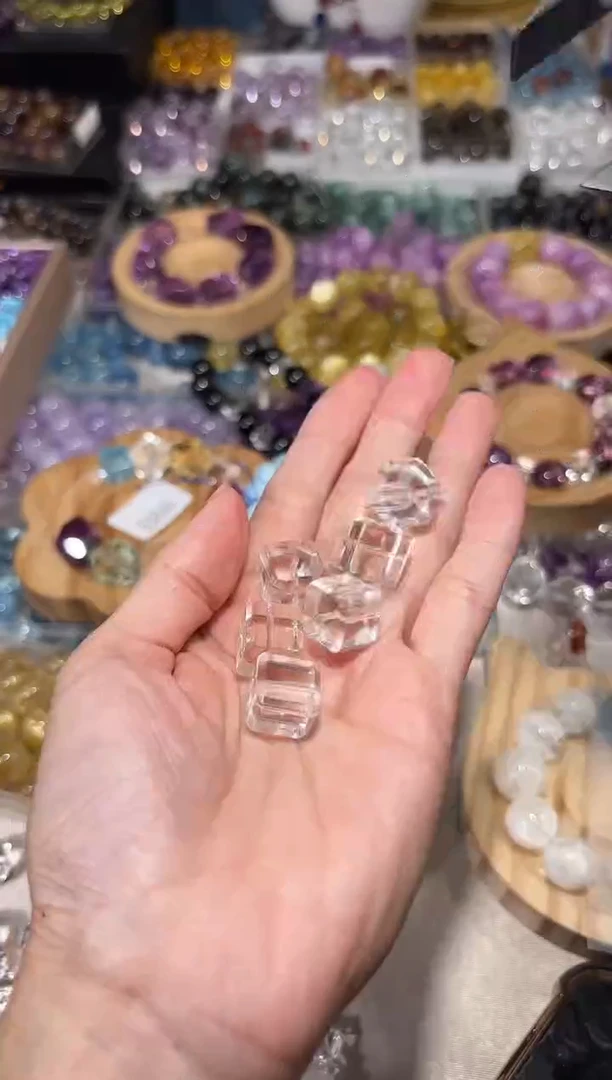 水晶手串未镶嵌B37白水晶方糖宽卡12单颗