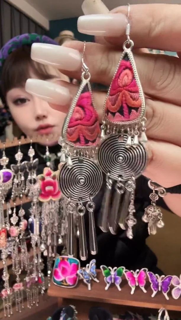 刺绣纯手工民族风刺绣耳环