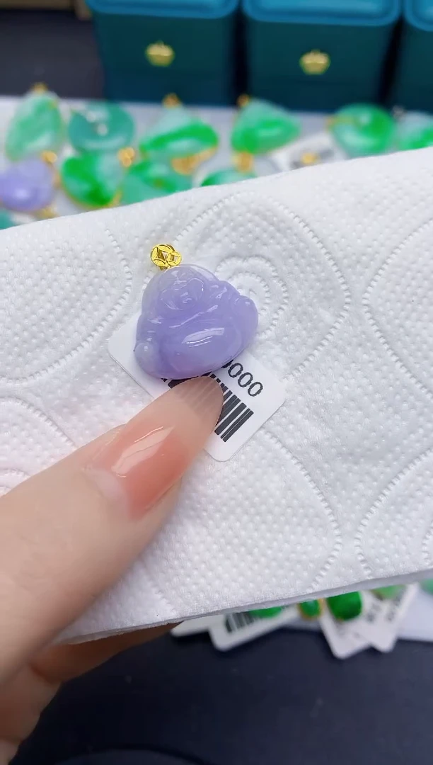 颈饰18K金镶嵌翡翠缅甸天然翡翠A货