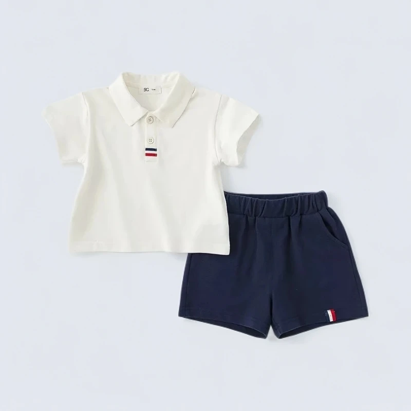 男童夏装套装宝宝运动套装2025新款夏季帅气男童装洋气小童Polo装