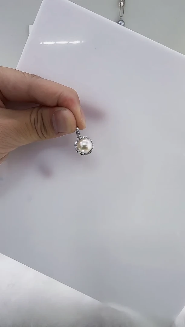 银S925镶嵌淡水珍珠DA珍珠吊坠9-10 b498