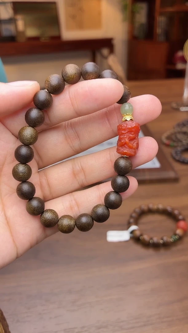 沉香手串沉香【非遗】顺化紫棋玉化沉水08单圈设计