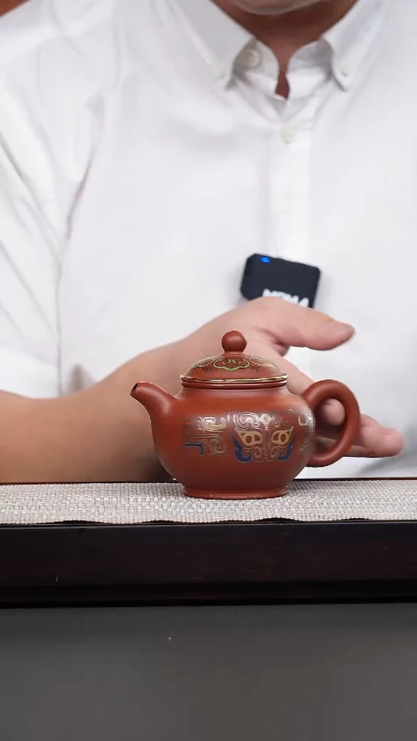 茶壶紫砂韩惠琴·大红袍珐琅彩掇只