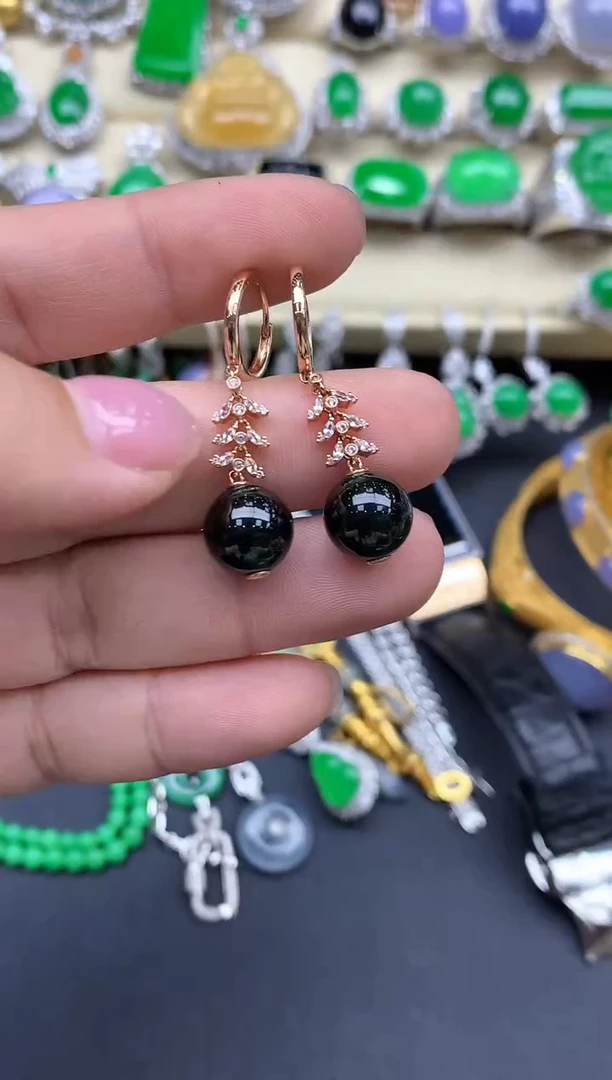 【闪购商品】翡翠耳饰18K金镶嵌457-中国好珍宝