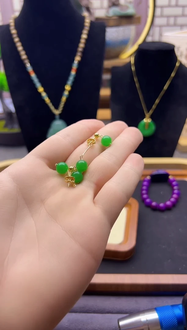 【闪购商品】翡翠耳饰14K金镶嵌E429