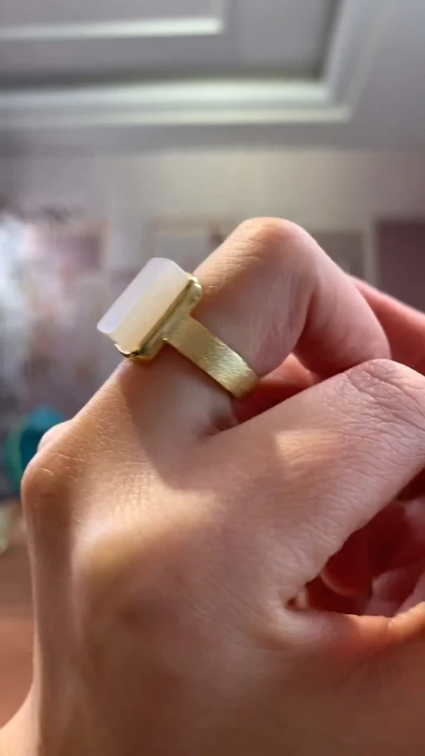 银S925镶嵌和田玉挂件冰粉方戒