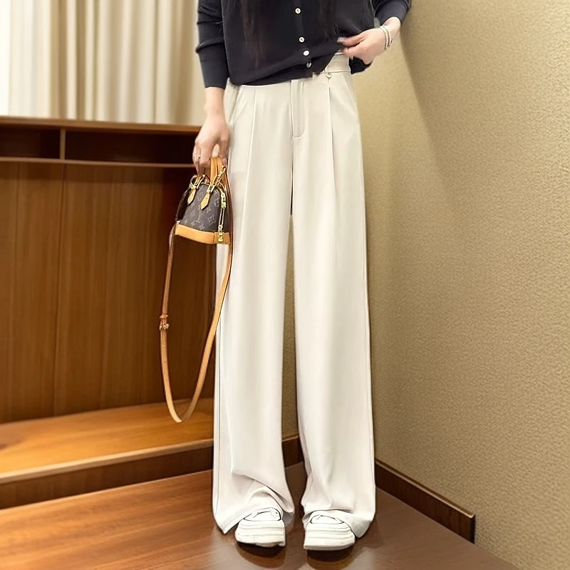 宿慕SUMU女款直筒西装裤薄款垂感阔腿裤2025新款秋季休闲裤M0002M