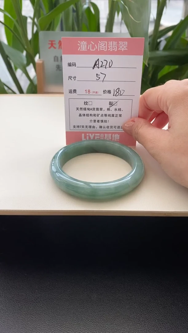 未镶嵌手镯翡翠57圈口编码a270