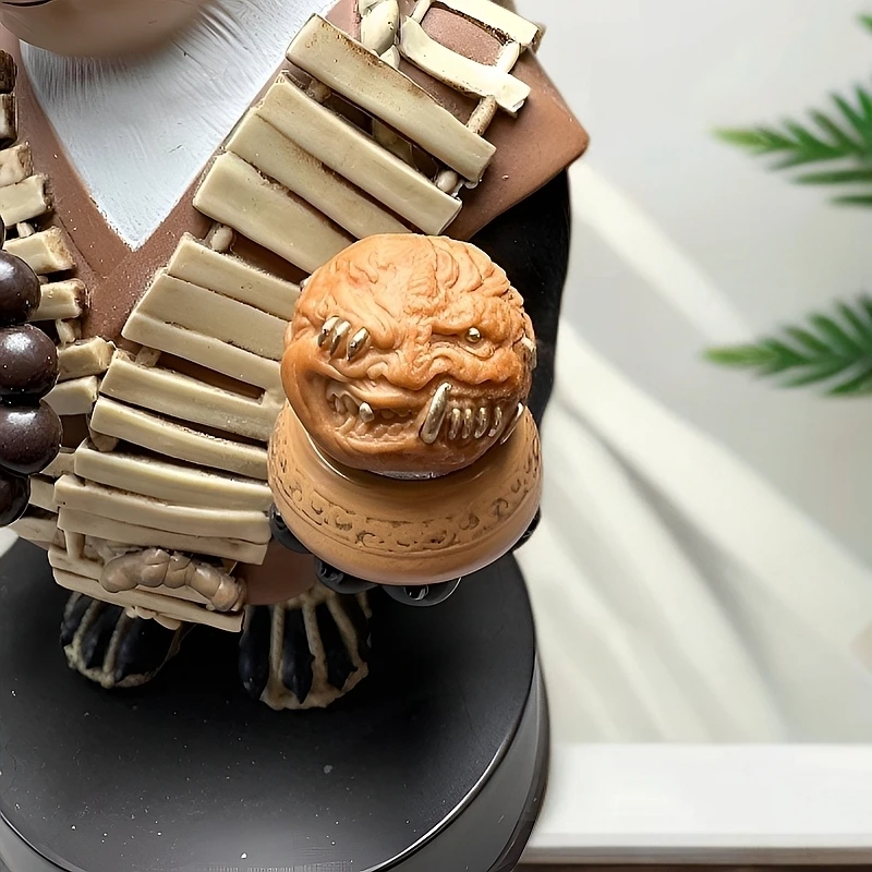 「镶铜无天恶僧」精工猴头核桃雕刻 孔道镶嵌猴头配饰