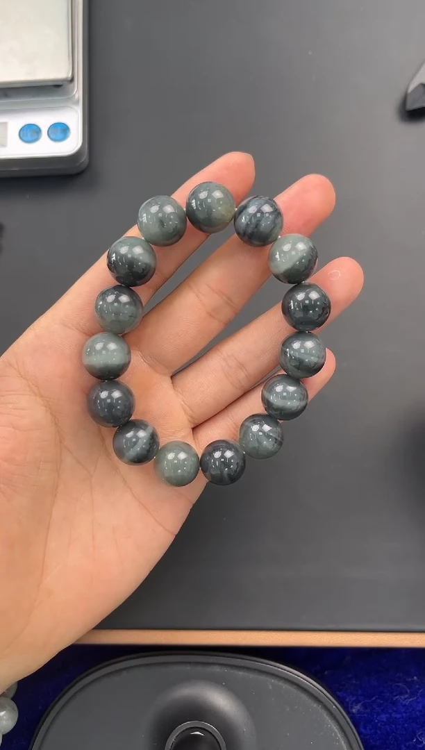 未镶嵌手串和田玉若羌李保国矿青花手串卡14微色差