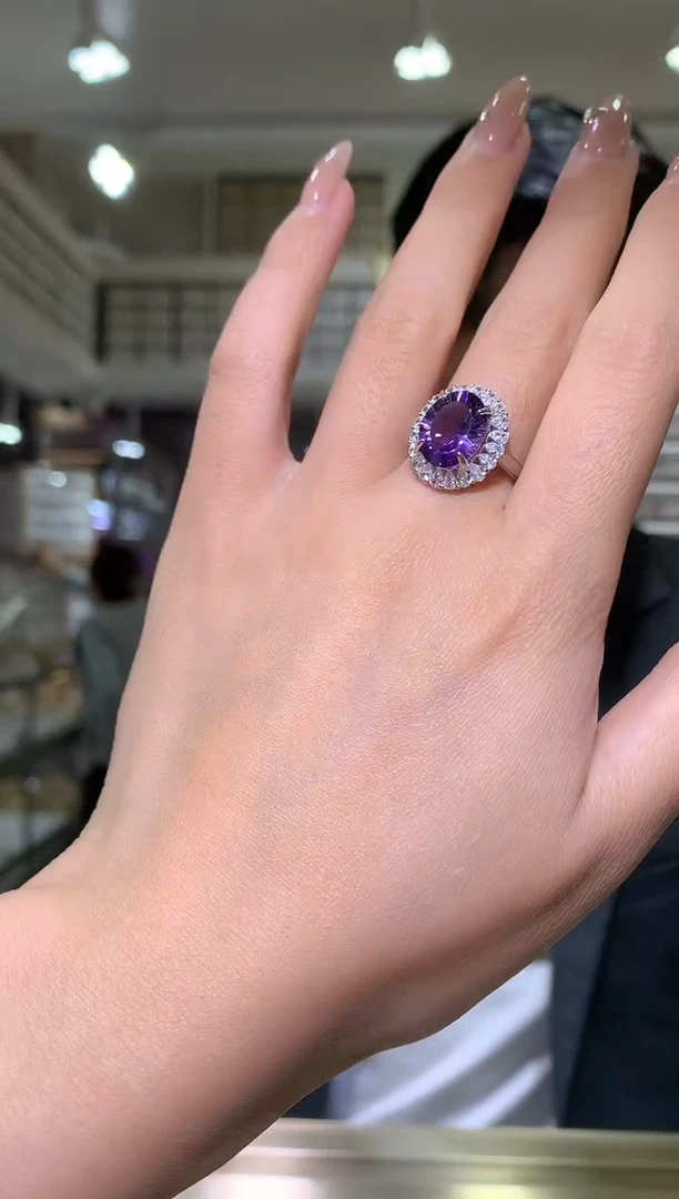 银S925镶嵌戒指水晶【宝石世家严选】