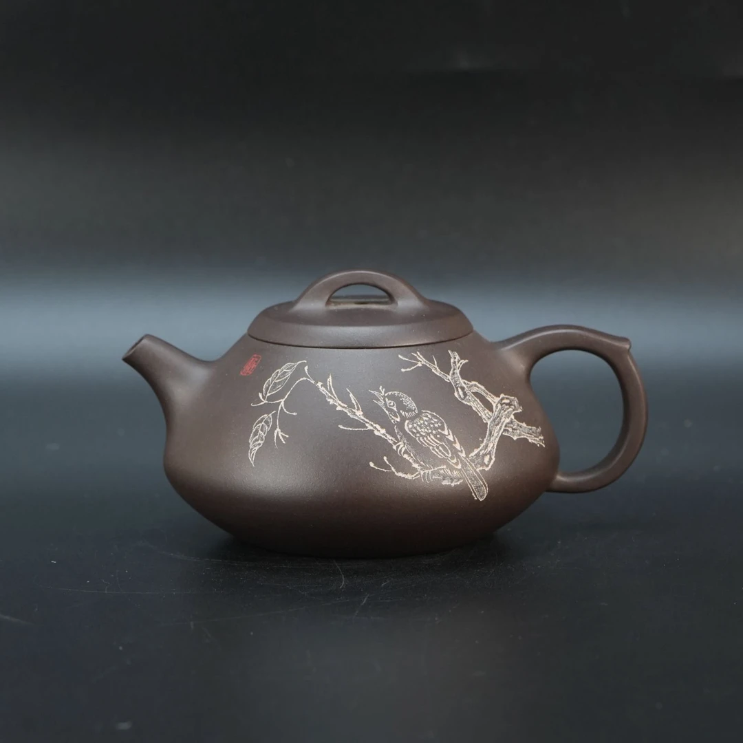 lot21012 820 周俊健 紫砂紫泥石瓢壶 190cc