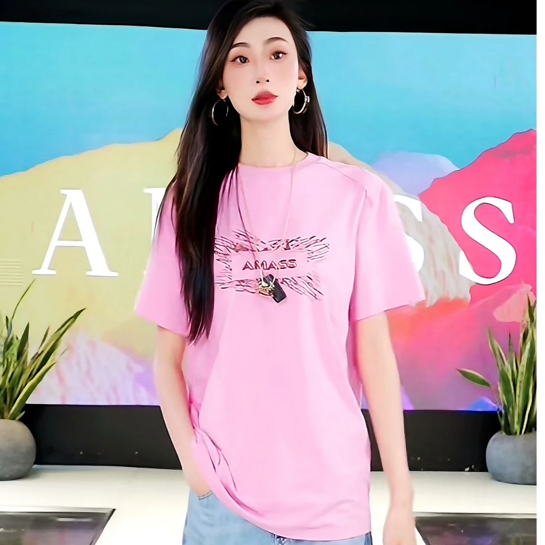 AMASS/阿玛施字母印花贴补设计感减龄百搭舒适正肩T恤530084