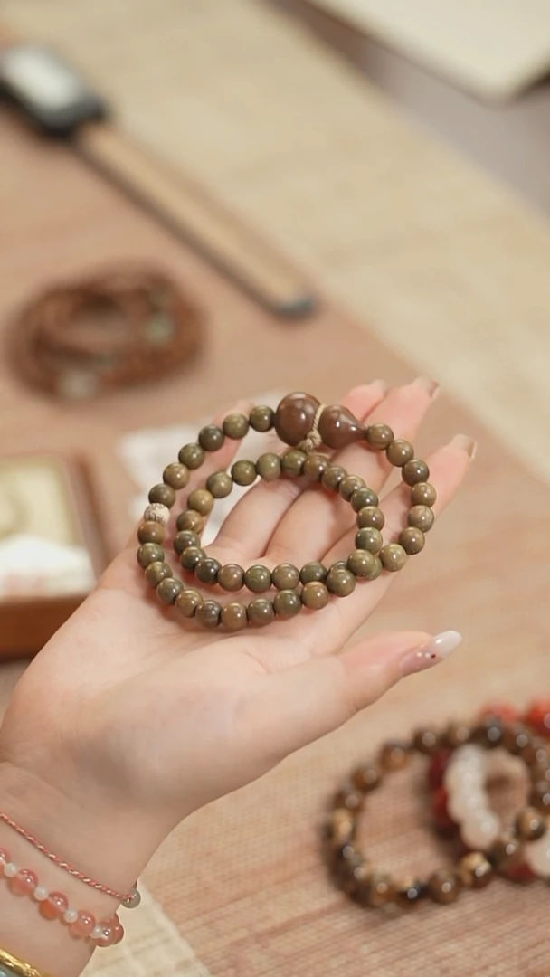 维腊木（绿檀）手串/手链清仓福利！绿檀葫芦双圈手串