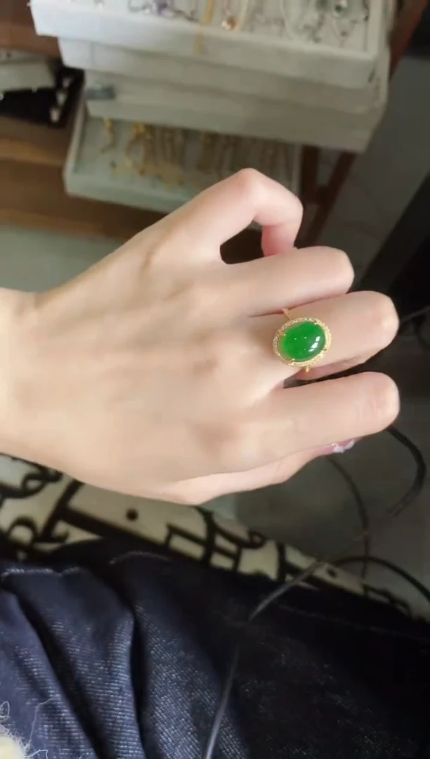 【闪购商品】翡翠戒指银S925镶嵌51511