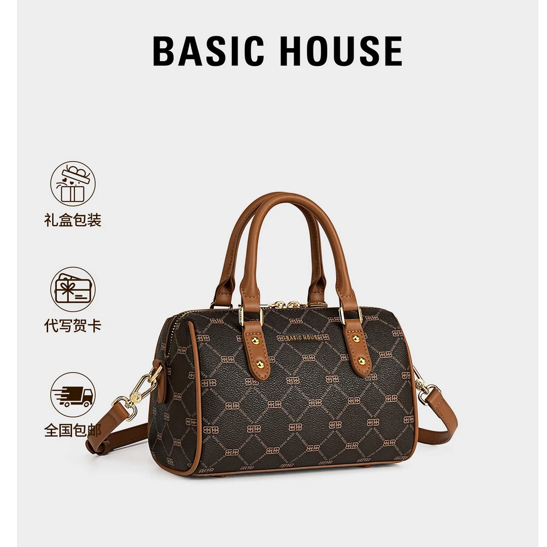 Basic House/百家好波士顿包女手提斜挎包女士轻奢高级感枕头包包