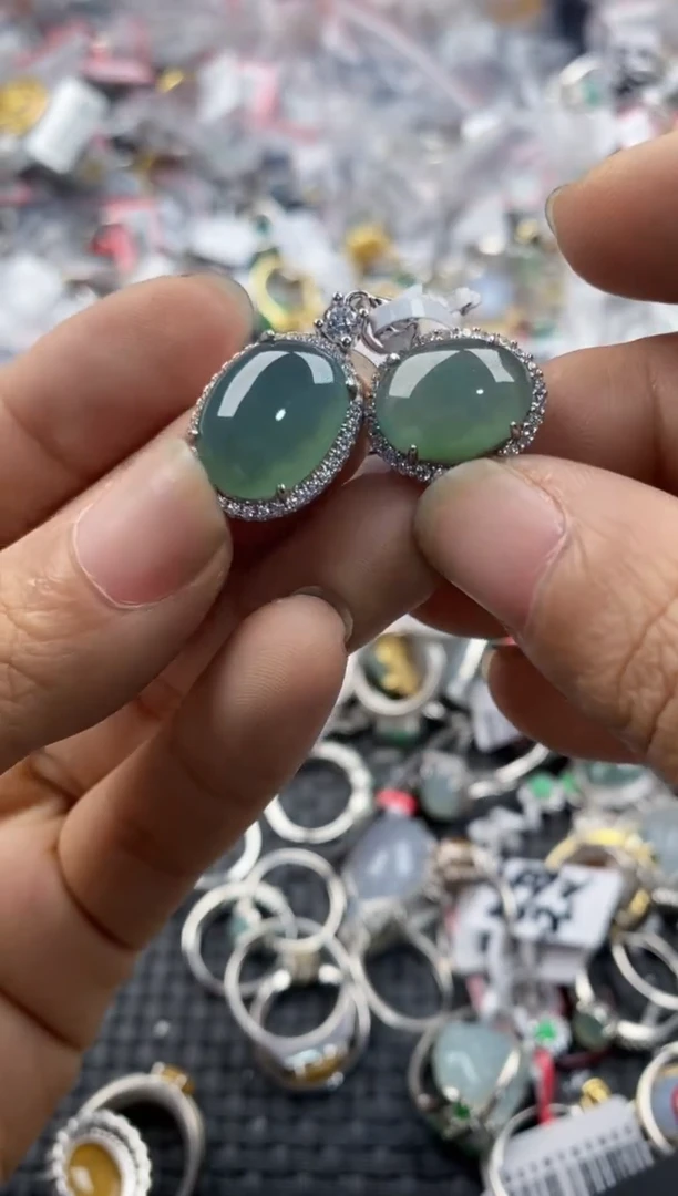 银S925镶嵌戒指翡翠444---2