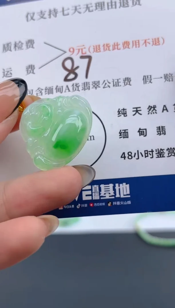 颈饰18K金镶嵌翡翠纯天然缅甸翡翠A货