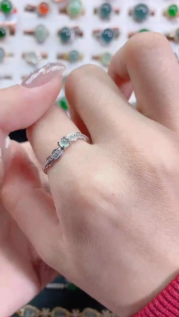 银S925镶嵌戒指翡翠天然翡翠