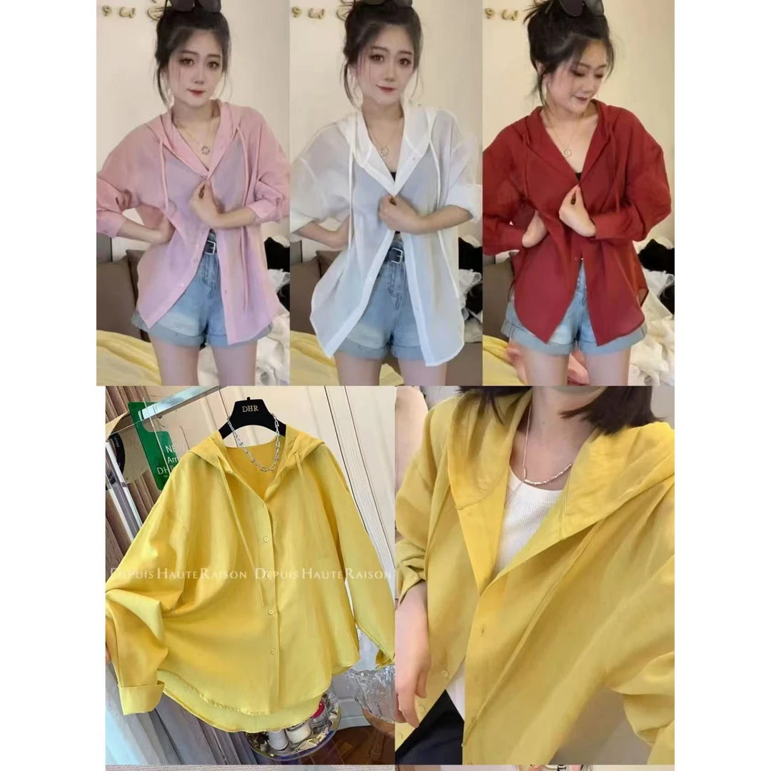 晚古欧 休闲中长款宽松百搭连帽防晒